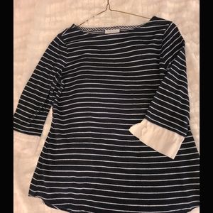 Women's navey and white striped top